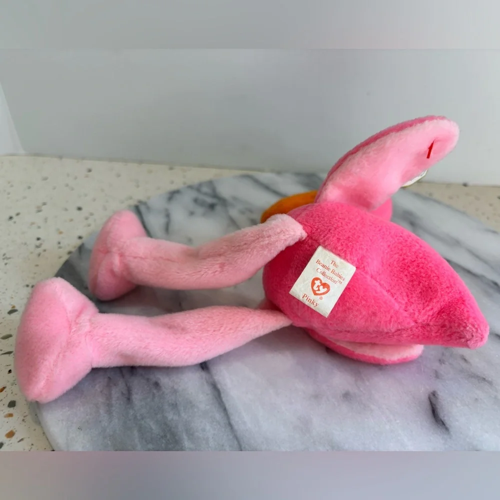 Vintage‎ 1995 Ty Beanie Pinky Pink Flamingo Plush Toy